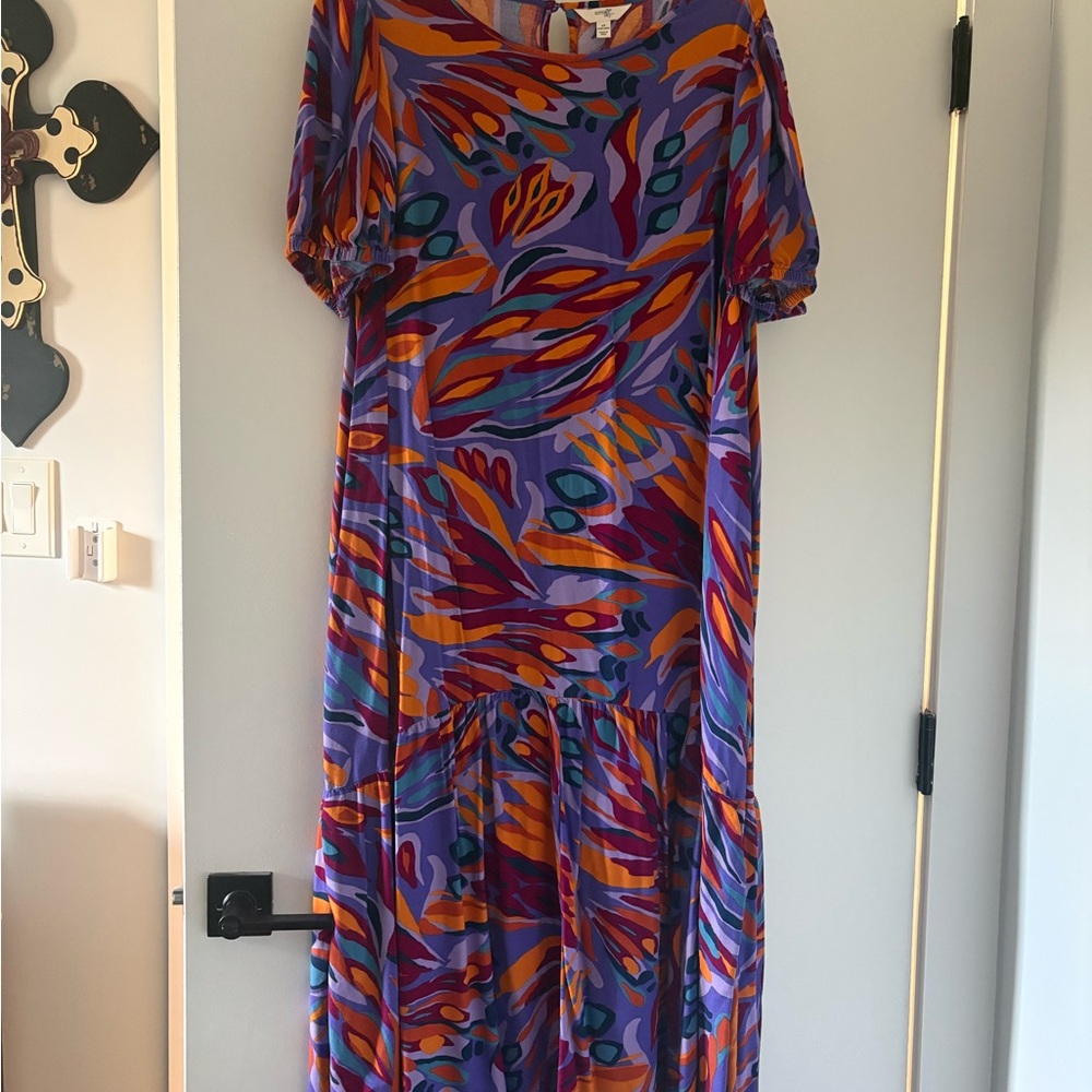 Terra & Sky Vibrant Multicolor Maxi Dress 1X